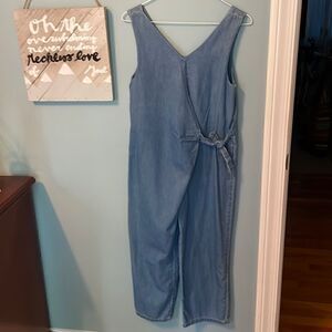 Girl's Zara Kids Denim Tie Jumper Jumpsuit Sz 13-14